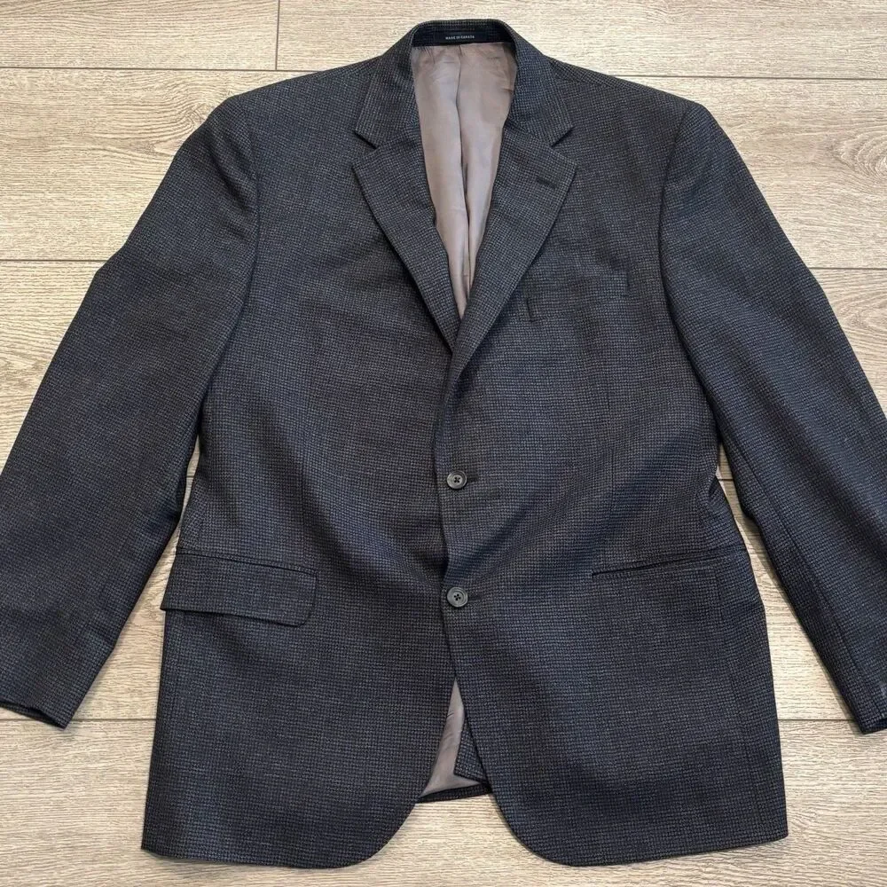Cremieux Loro Piana Blazer‎ Mens 44R Blue Houndstooth Wool Two Button Sport Coat